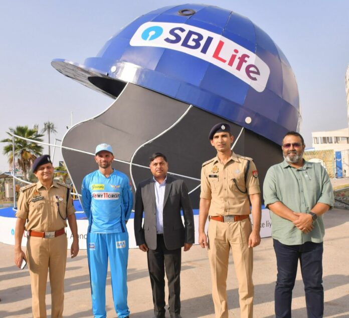 SBI Life and Lucknow Super Giants unveil giant 'helmet' at Ekana Cricket Stadium