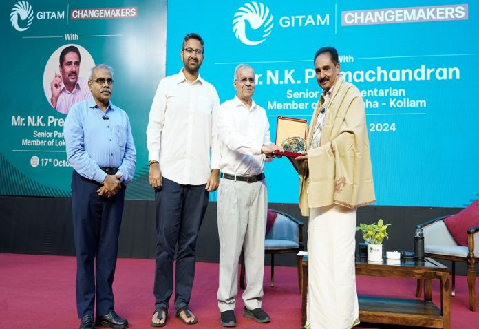 NK Premachandran presented his views on water management at Changemakers of GITAM University.