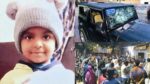 A child playing outside his home was run over by a car; enraged family members created a disturbance and vandalized the police station.