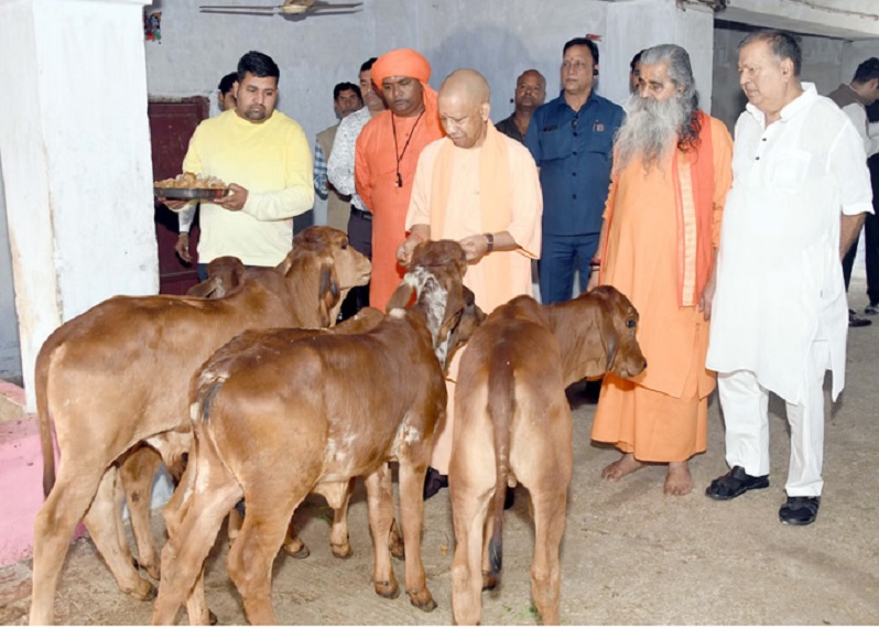 Chief Minister Yogi Adityanath visited Ayodhya to review preparations for the President's visit and performed cow service.