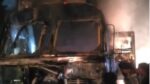 Truck loaded with plastic scraps catches fire in Pilibhit; driver burnt to death.