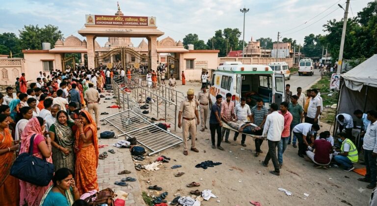 Six devotees die, many injured in stampede at Ashokdham Temple in Lakhisarai.