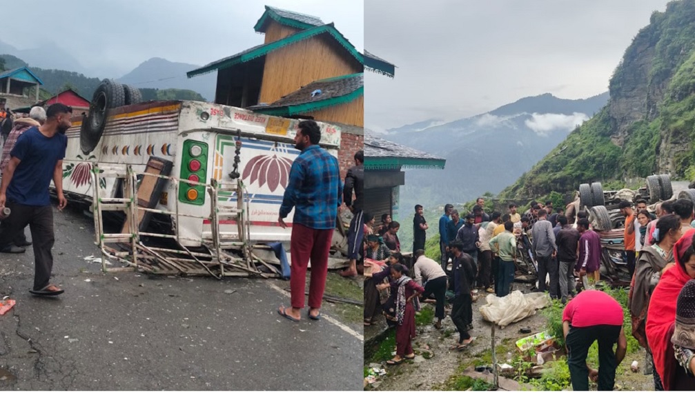 Bus carrying passengers overturns in Himachal Pradesh's Chamba district; eight dead, several injured.
