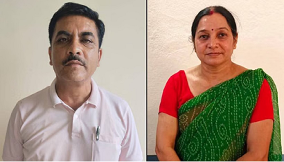 Teachers' association president and his wife murdered with a sharp-edged weapon.