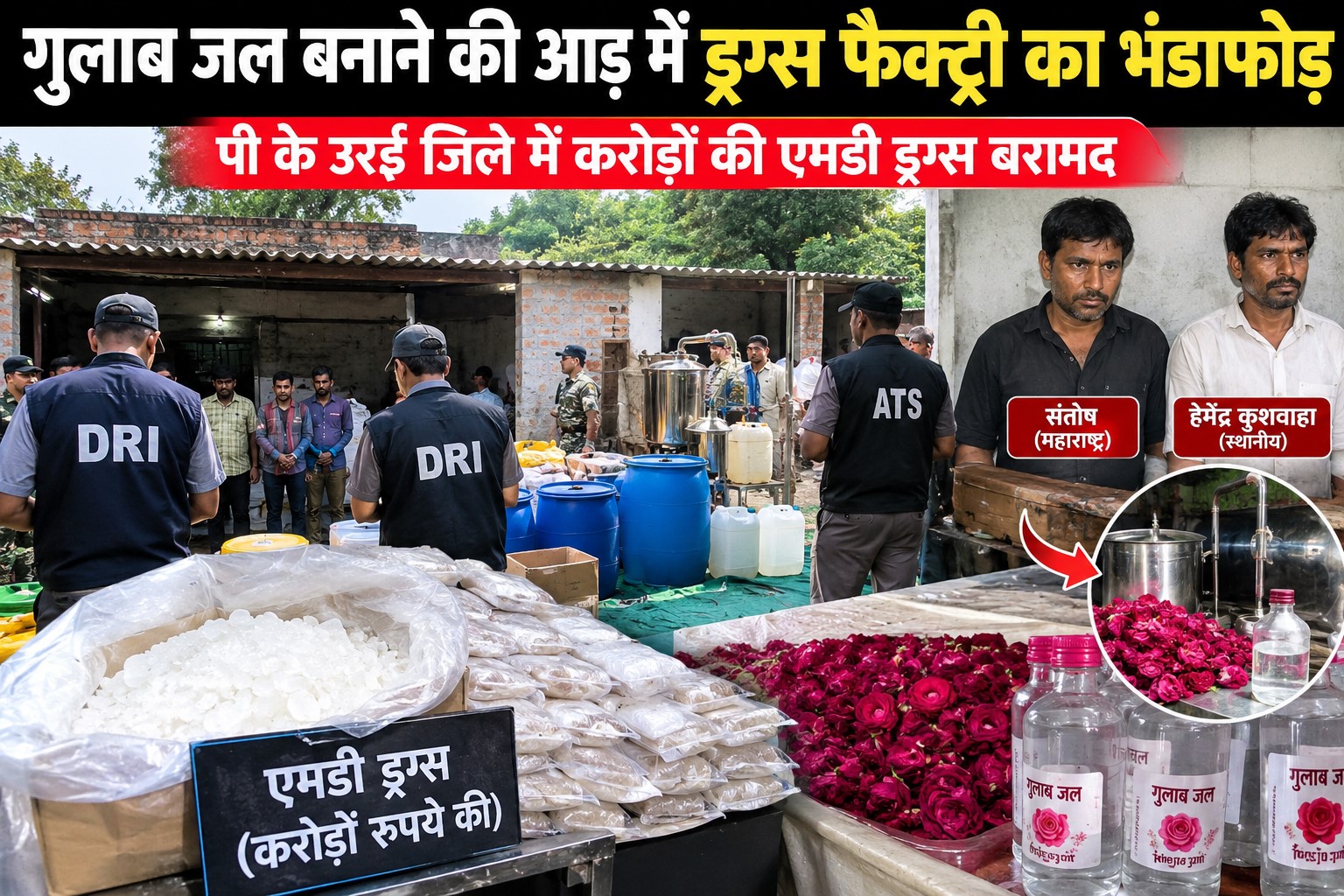 In Orai, drugs were being manufactured under the guise of a rose water factory; they would produce 600 crore worth of 'poison' every three days.